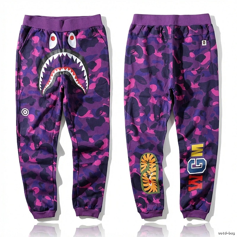 Bape Shark Camouflage Style Purple Pants