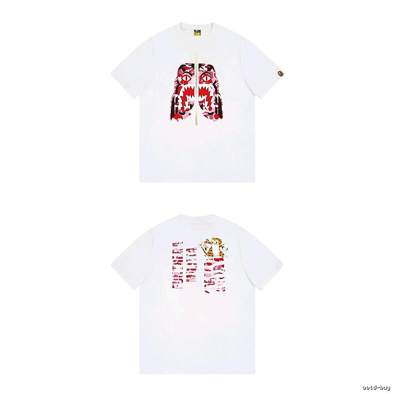 Bape Shark Camouflage Style White T-shirt