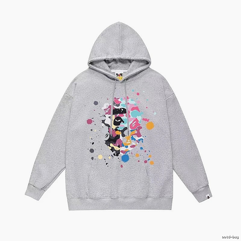 Bape splatter - ink style grey hoodie
