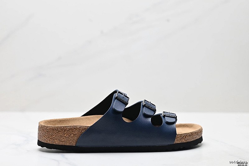 BIRKENSTOCK Three-Buckle Casual Dark Blue Slide Sandals