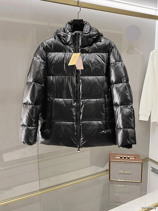 Black Hooded Glossy Glossy Puffer Jacket by Moncler
