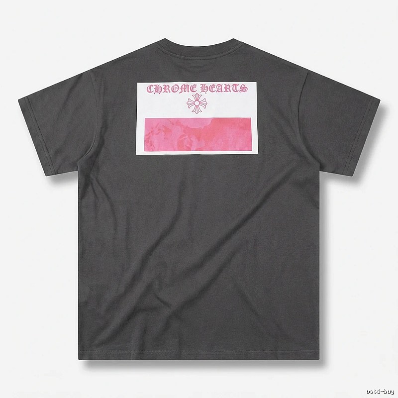 Black T-shirt with Chrome Hearts print style