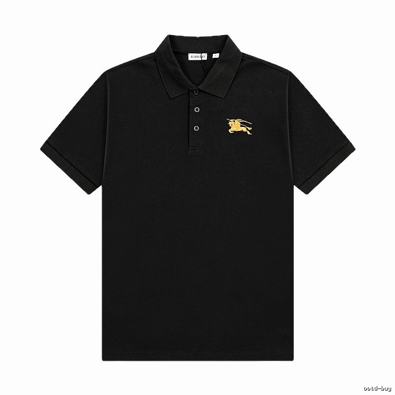 Burberry Knight Logo Simple Black Polo Shirt