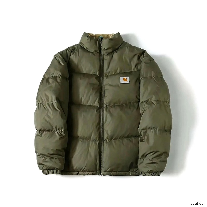 Carhartt workwear style olive green cotton-padded jacket