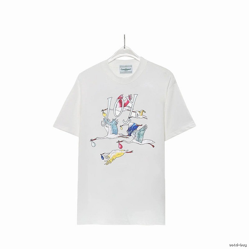 Casablanca Crane Print Wind White T-shirt