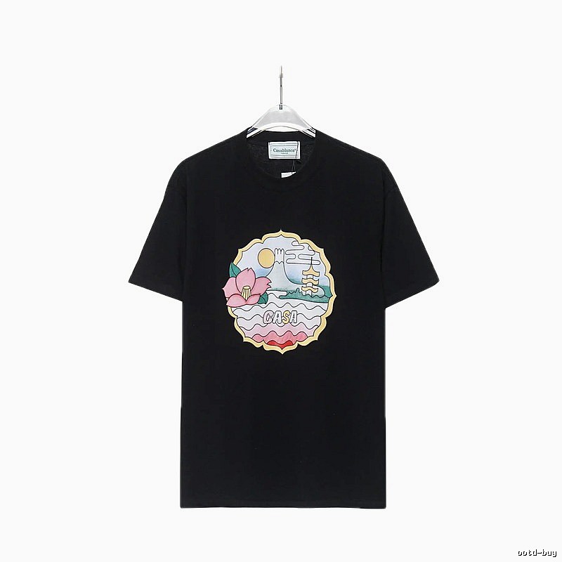 Casablanca Print Retro Style Black T-shirt