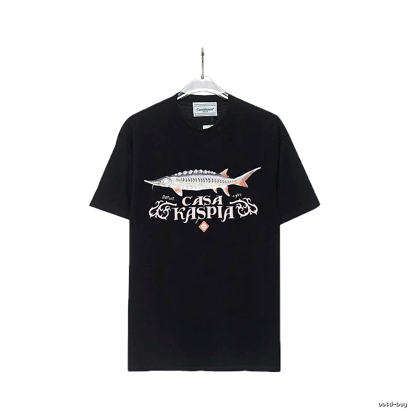 Casablanca printed trendy brand black T-shirt