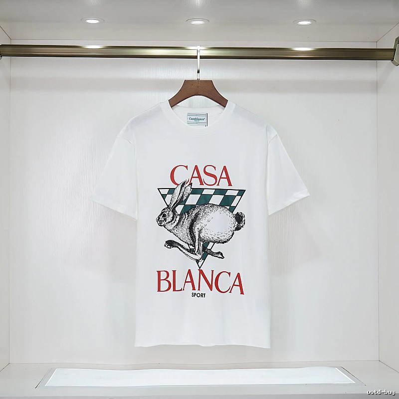 Casablanca Rabbit Element Fashion White T-shirt