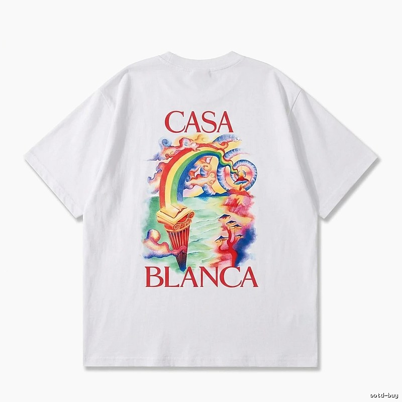 Casablanca Rainbow Print White T-shirt