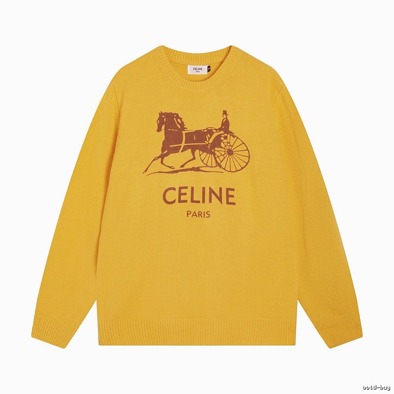 CELINE Yellow Logo Knit Sweater for Travel Packing