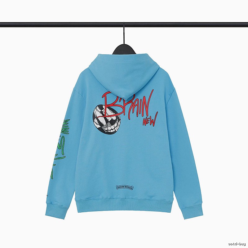 Chrome Hearts 2089-78 Sky Blue Cross Graphic Hoodie Signature Detail