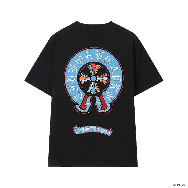 Chrome Hearts Colorful Cross Trendy Cool Style Black Short-sleeve T-shirt