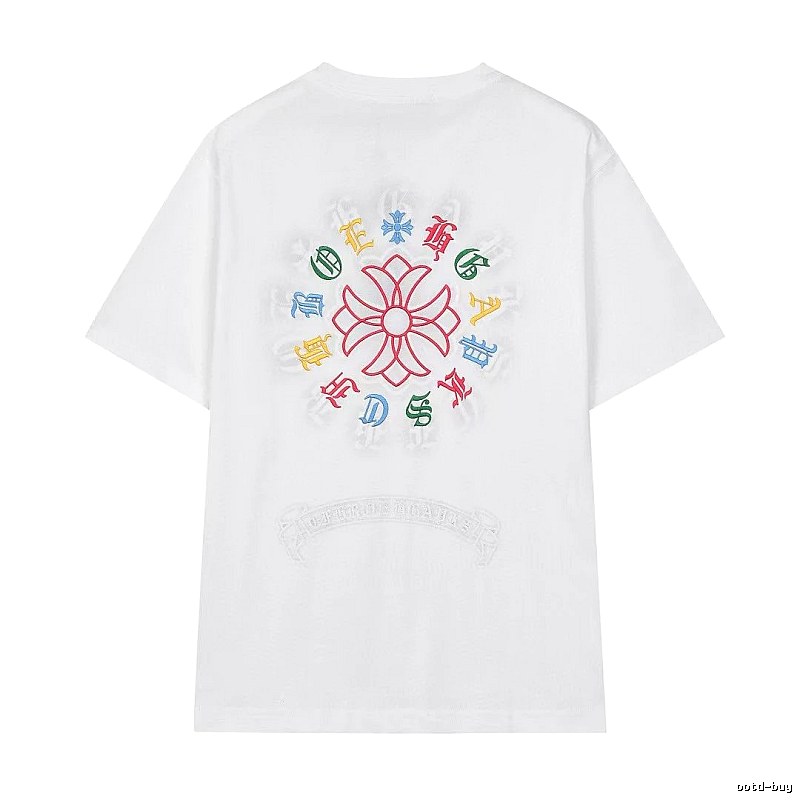 Chrome Hearts Colorful Embroidered Street Style White T-Shirt