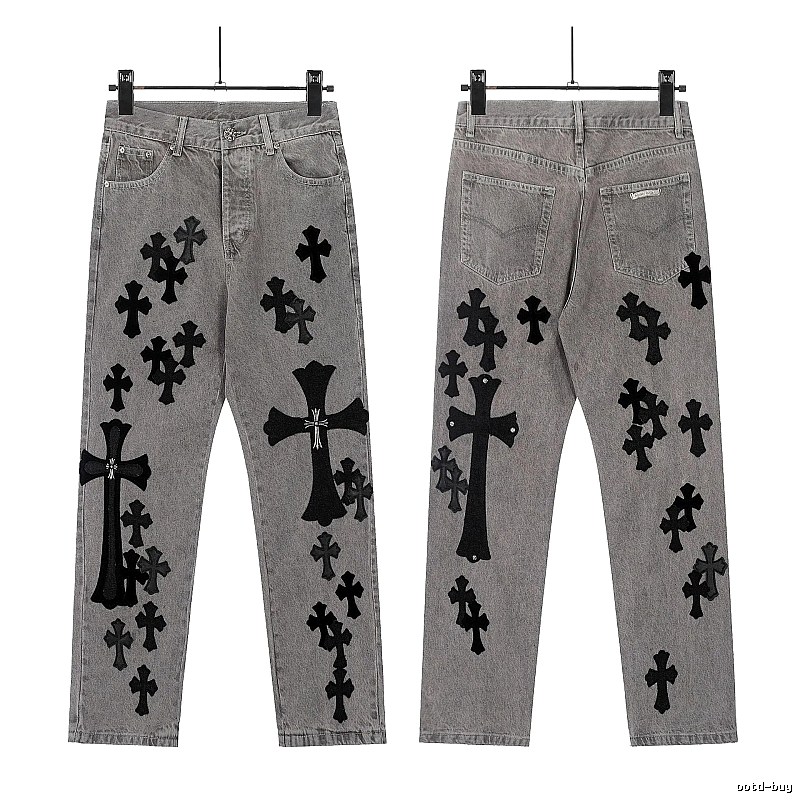 Chrome Hearts Compact Graphic jeans Light Denim Jeans for Smart Casual Looks