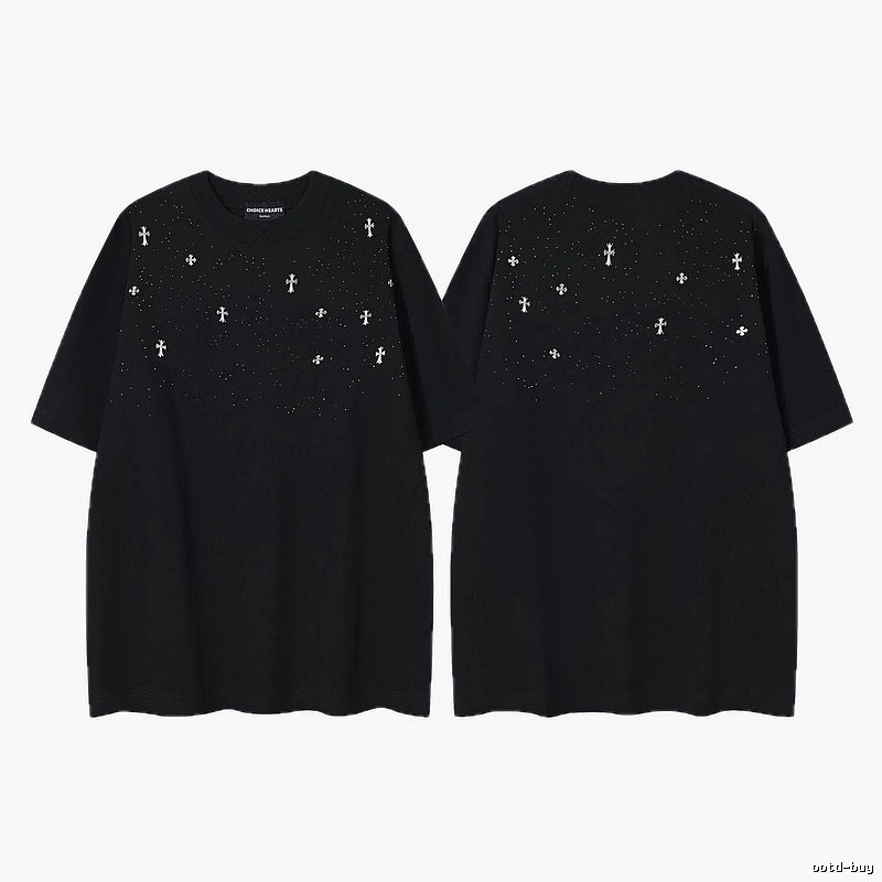 Chrome Hearts Cross Embroidered Street Style Black Short-sleeve T-shirt