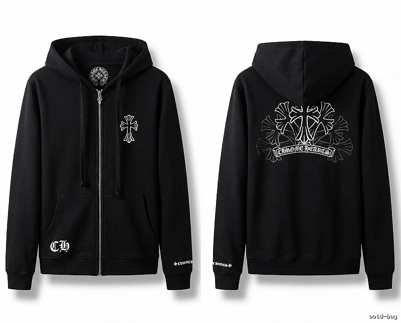 Chrome Hearts Cross Print Style Black Sweatshirt