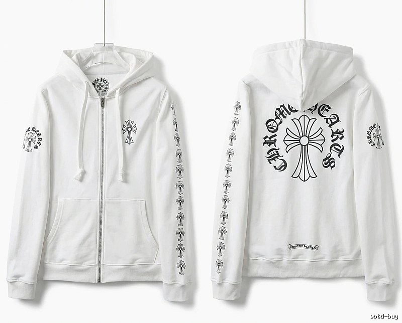 Chrome Hearts Cross Trendy White Hoodie