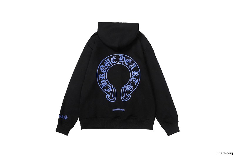 Chrome Hearts Logo Detail Cross graphic hoodie Black Blue Cross with Functional Detail