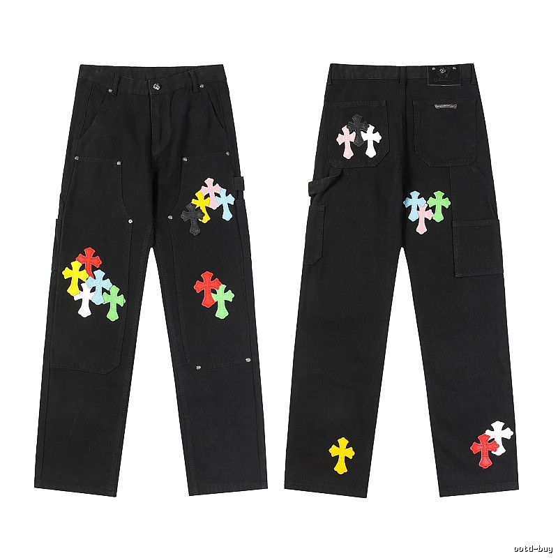 Chrome Hearts Premium Style Graphic jeans Light Denim Jeans for Resort Outfits