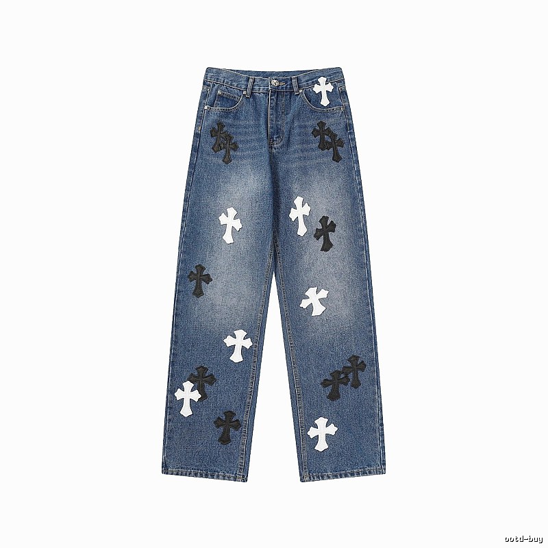 Chrome Hearts Streetwear Graphic jeans Light Denim Jeans with Practical Shape