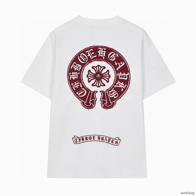 Chrome Hearts Vintage Style White T-shirt with Horseshoe Embroidery
