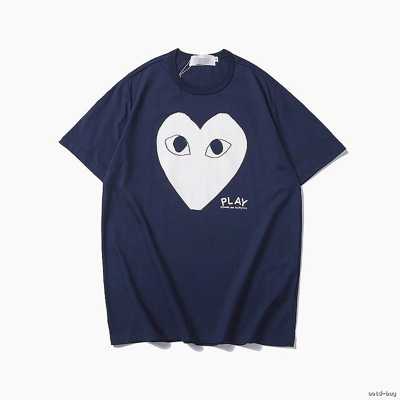 Comme des Garcons PLAY 2023-29 Blue Style 2329 Heart Logo T-Shirt Outdoor Days