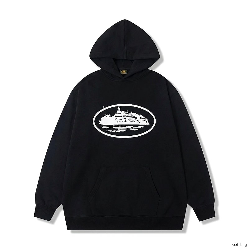 Corteiz black minimalist style hoodie
