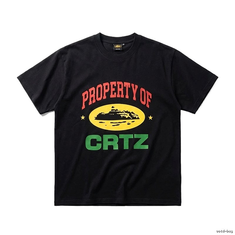 Corteiz Black "PROPERTY OF" Streetwear Short-sleeve Shirt