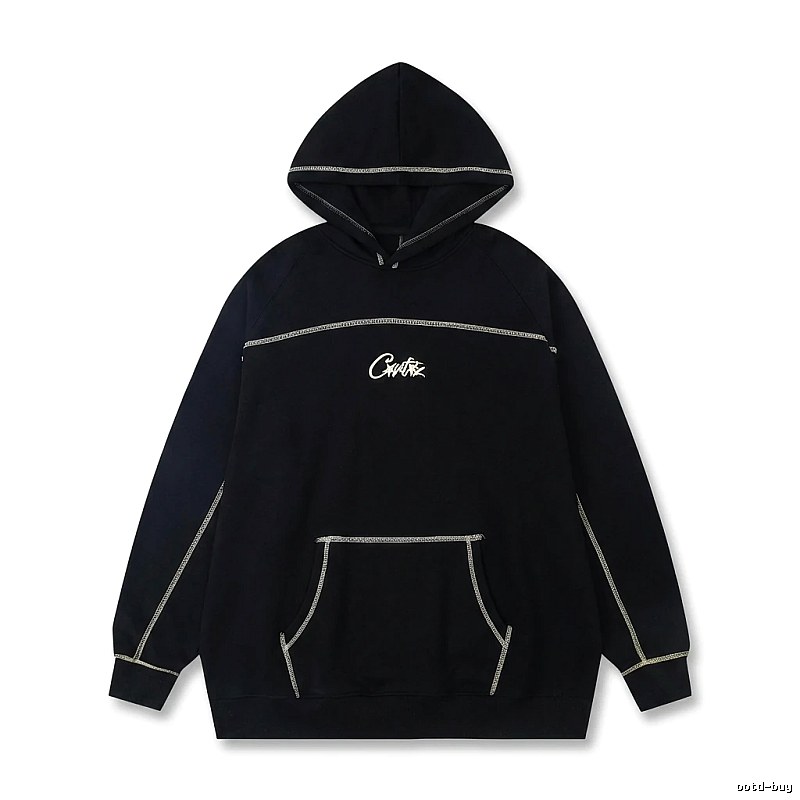 Corteiz Embroidered Simple Style Black Sweatshirt