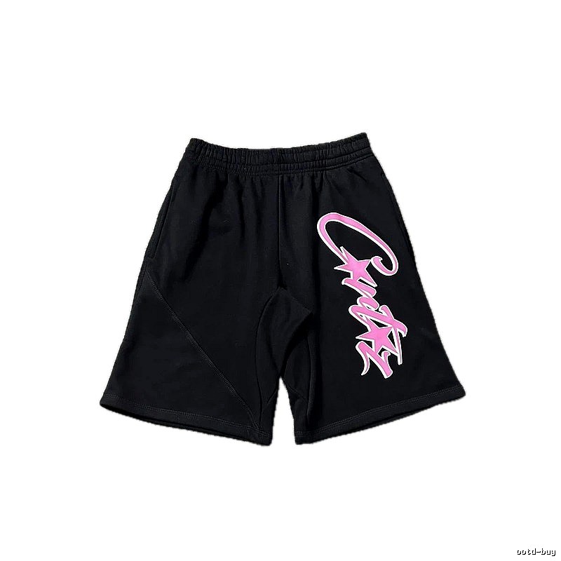 Corteiz graffiti-style black shorts