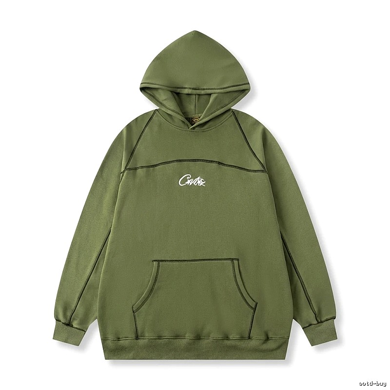 Corteiz minimalist style olive green sweatshirt