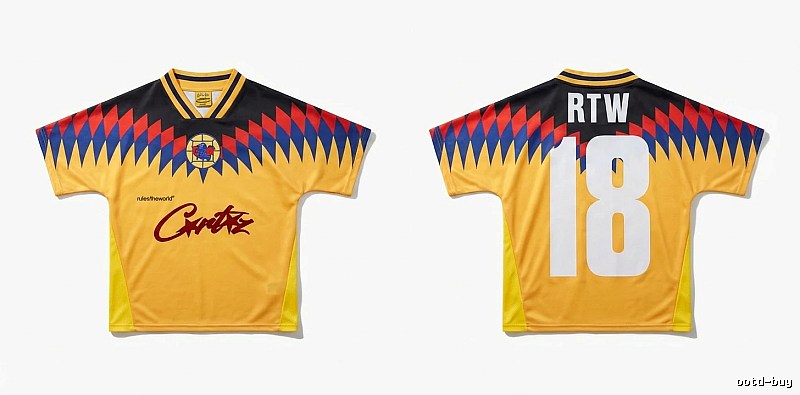 Corteiz RTW series yellow, black and blue color - blocking jersey