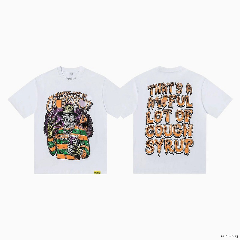 COUGH SYRUP Horror Print Street Style White T-shirt