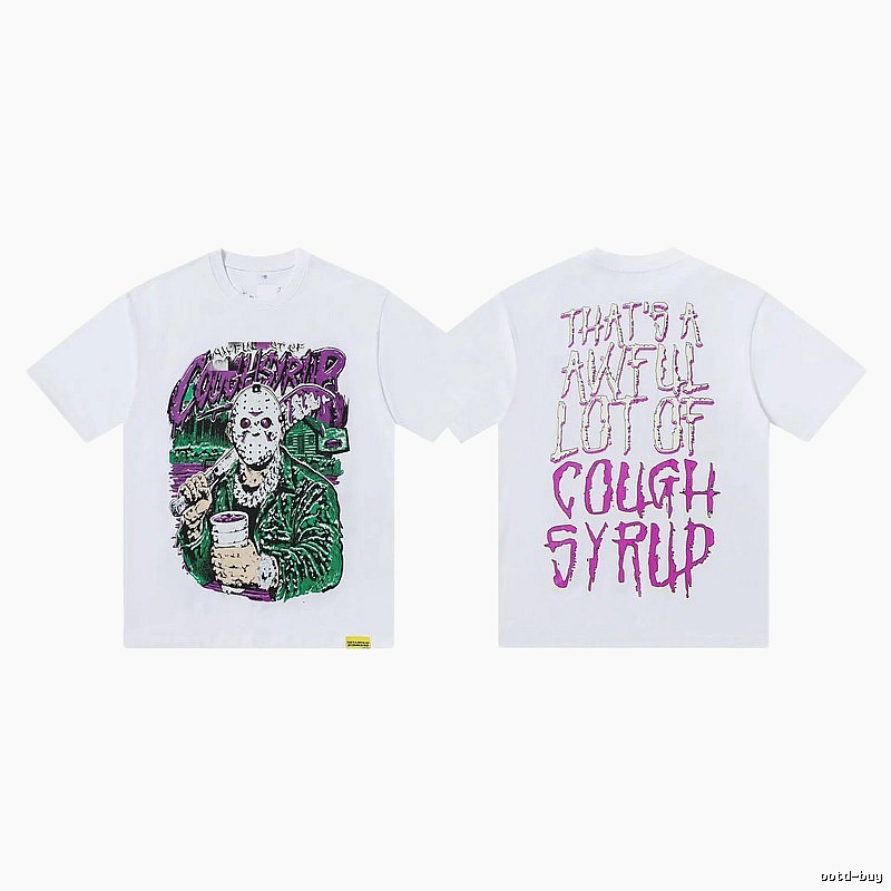 COUGH SYRUP Jason Print Street Style White T-shirt