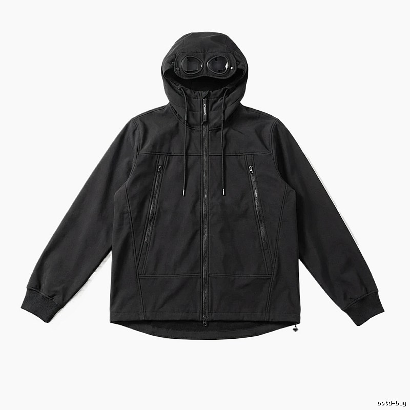 C.P. hooded simple style black coat