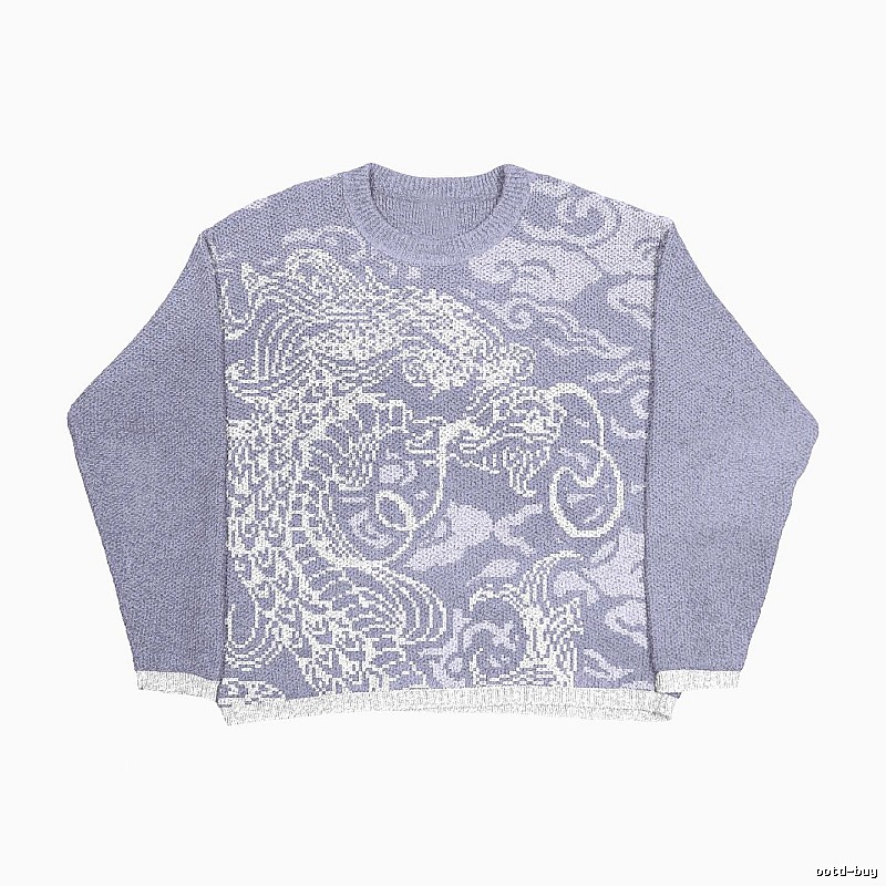 Daily Anime graphic sweater Black Knit Top with Visual Detail