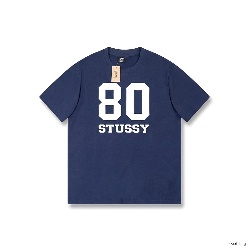 Deep blue T-shirt with Stussy digital printing