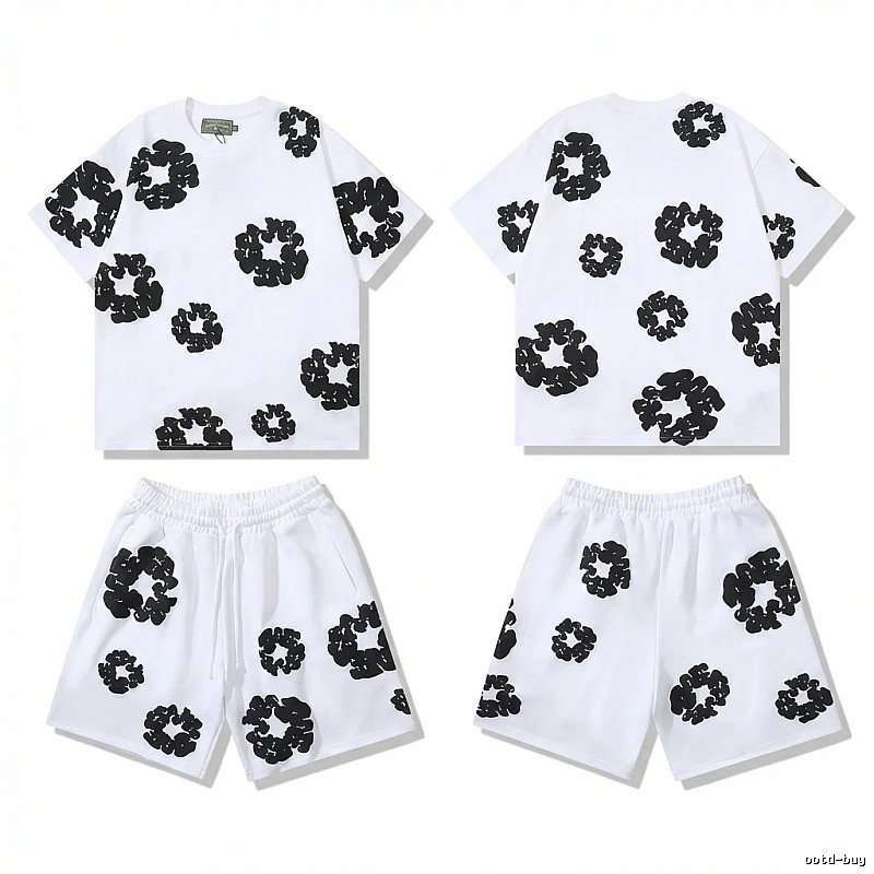DENIM TEARS Black and White Printed Trendy Brand Set