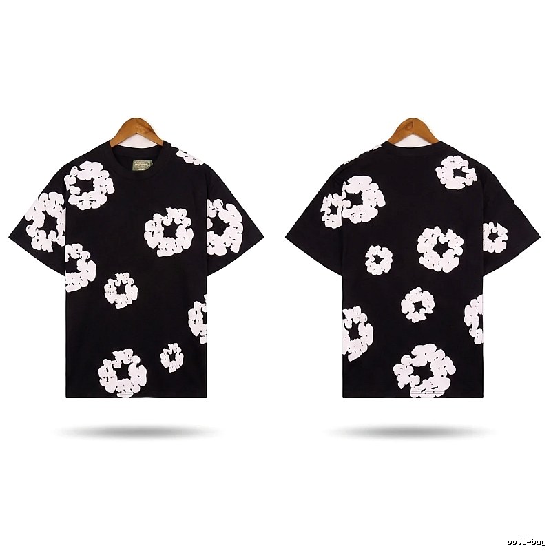 DENIM TEARS Black and White Retro Short-sleeve Shirt