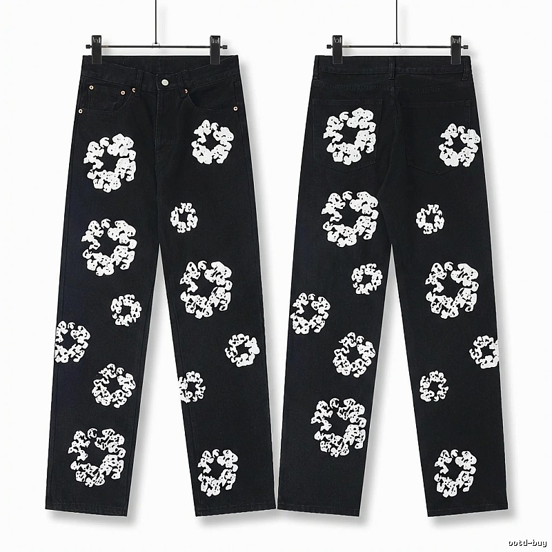 DENIM TEARS Printed Retro-Style Black Pants