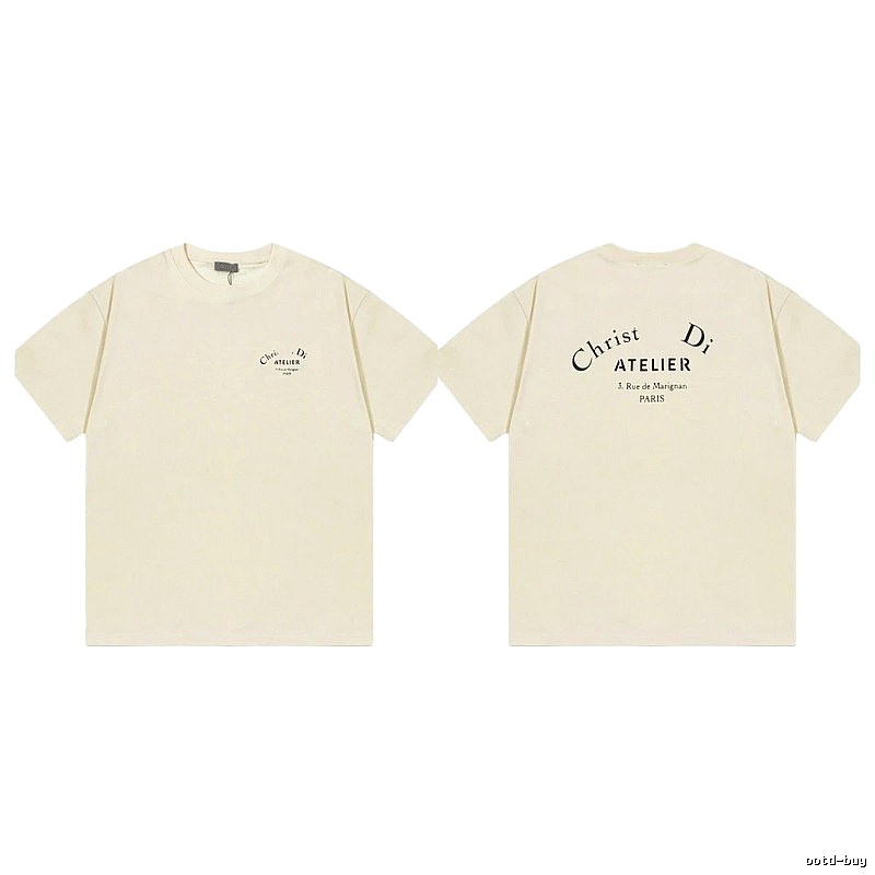 Dior Atelier Minimalist Style Beige Short-sleeve T-shirt