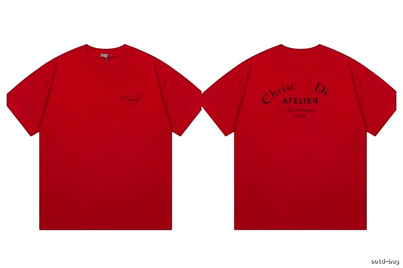Dior Atelier Minimalist Style True Red Short-sleeve T-shirt