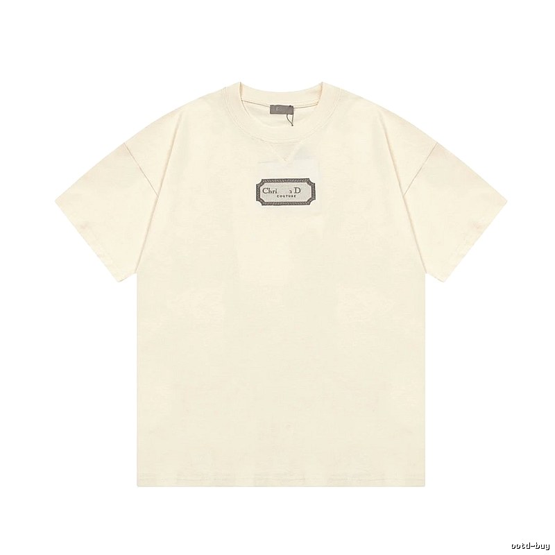 Dior Couture Minimalist Style Off-White Short-sleeve T-shirt
