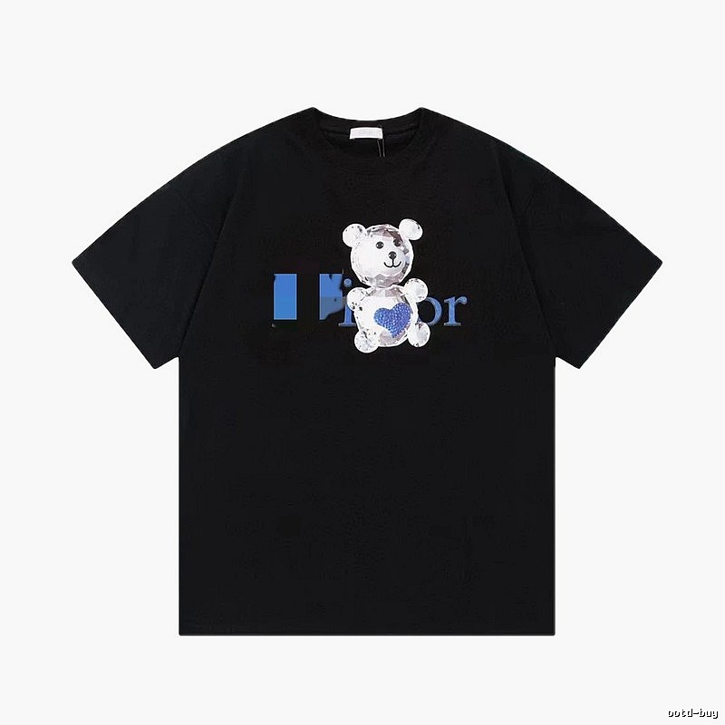Dior Crystal Bear Cool & Trendy Style Black Short-sleeve T-shirt