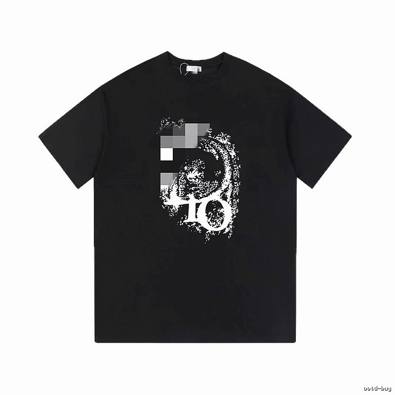 Dior Distressed Print Street Style Black T-Shirt