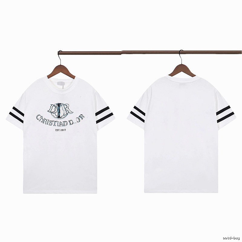 Dior Embroidered Collection Vintage Style White Short-sleeve T-shirt