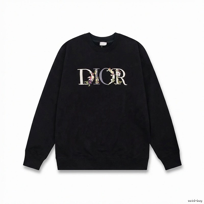 Dior Floral Alphabet Style Black Sweatshirt