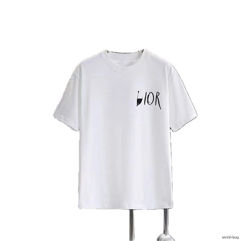 Dior Graffiti Casual Style White Short-sleeve T-shirt