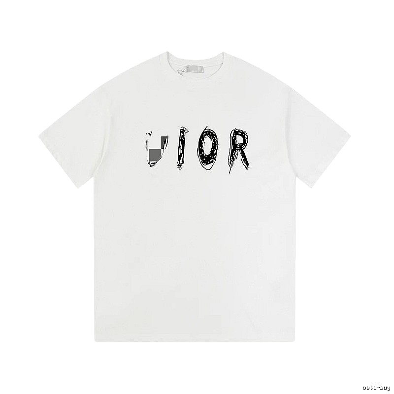 Dior Graffiti Street Style White Short-sleeve T-shirt