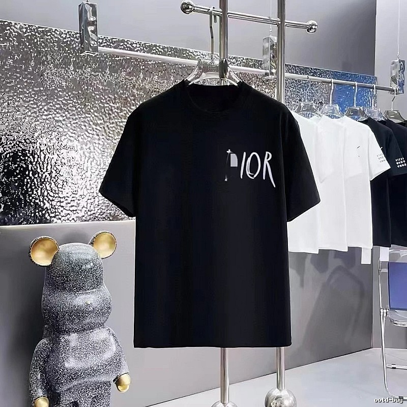 Dior Handwritten Graffiti Trendy Style Black T-Shirt